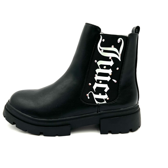 🏙️ Juicy Couture Ankle Boots Round Toe Zipper Diamond Logo - Picture 1 of 12